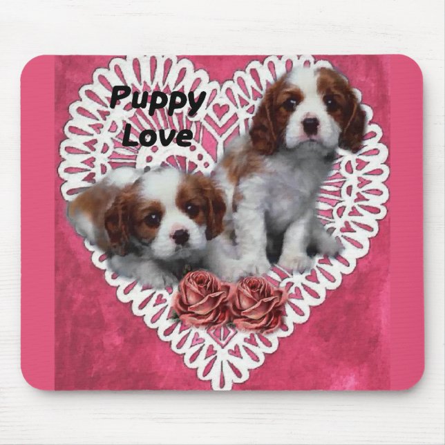 Cavalier King Charles Spaniel Puppy Love Mouse Pad (Front)