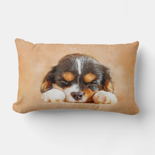 Cavalier King Charles Spaniel Puppy Lumbar Pillow (Front)