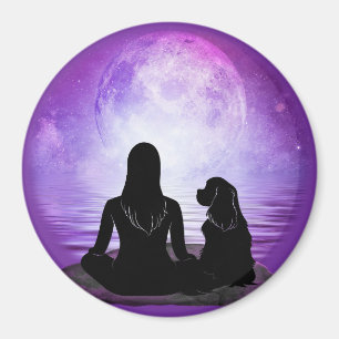Cavalier King Charles Spaniel Purple Moon Art Magnet