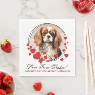 Cavalier King Charles Spaniel Red Heart Wreath Napkin