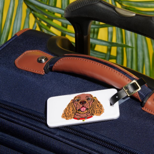 cavalier king charles spaniel ruby cartoon luggage tag (Front Insitu 3)