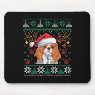 Cavalier King Charles Spaniel Santa Ugly Sweater L Mouse Pad