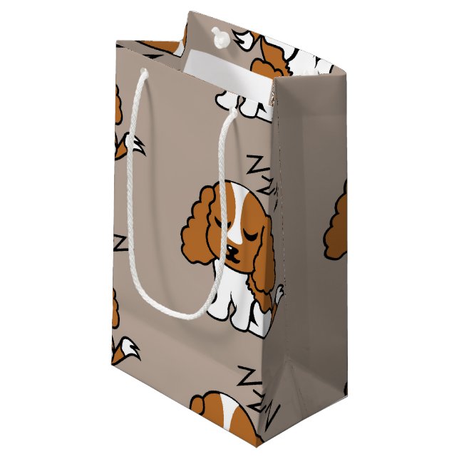 Cavalier King Charles Spaniel Sleeping Dog ZZZ Pet Small Gift Bag (Front Angled)