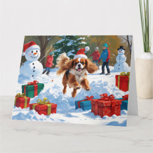 Cavalier King Charles Spaniel Snow with Christmas  Card