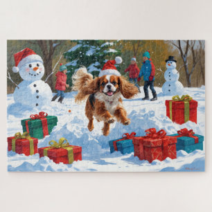 Cavalier King Charles Spaniel Snow with Christmas Jigsaw Puzzle