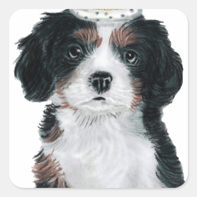 Cavalier King Charles Spaniel Square Sticker (Front)
