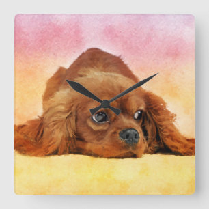 Cavalier King Charles Spaniel Square Wall Clock