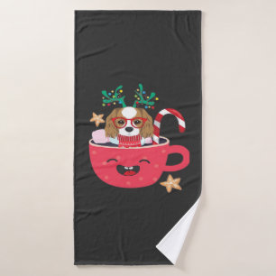 Cavalier King Charles Spaniel Teacup Xmas Holiday Bath Towel