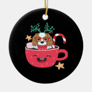 Cavalier King Charles Spaniel Teacup Xmas Holiday  Ceramic Ornament