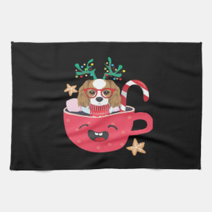 Cavalier King Charles Spaniel Teacup Xmas Holiday  Kitchen Towel