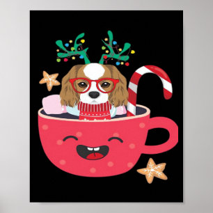 Cavalier King Charles Spaniel Teacup Xmas Holiday  Poster