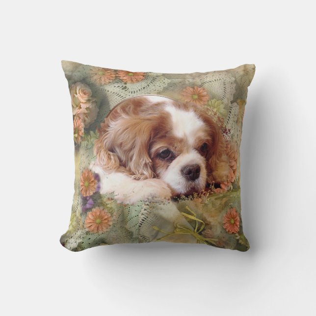 Cavalier King Charles Spaniel Throw Pillow (Front)