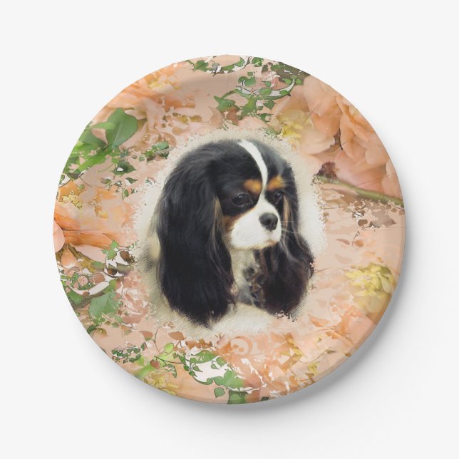 Cavalier King Charles Spaniel - Tri, Plate (Front)