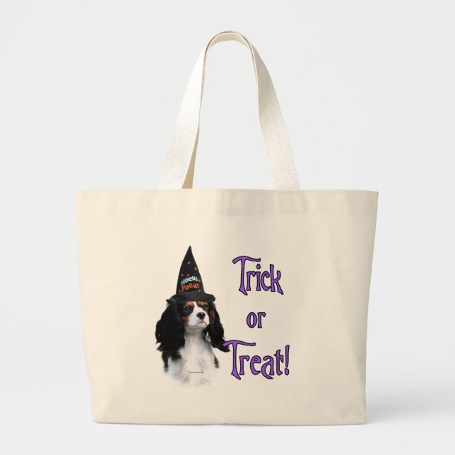 Cavalier King Charles Spaniel Trick Large Tote Bag (Front)