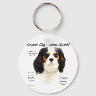 Cavalier King Charles Spaniel (tricolor) History Keychain