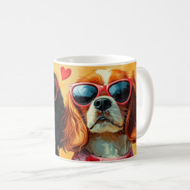 Cavalier King Charles Spaniel Valentine's Day Coffee Mug (Front Right)