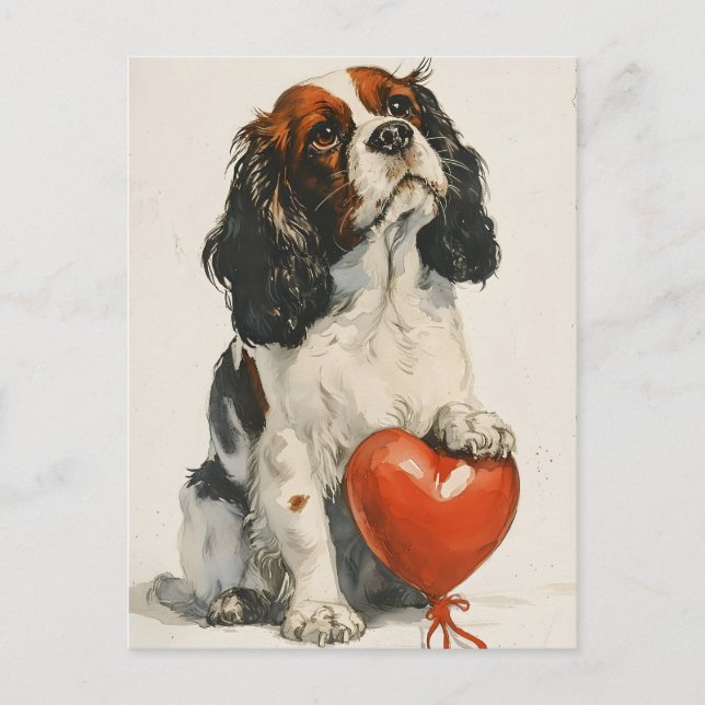 Cavalier King Charles Spaniel Valentine's day Postcard (Front)