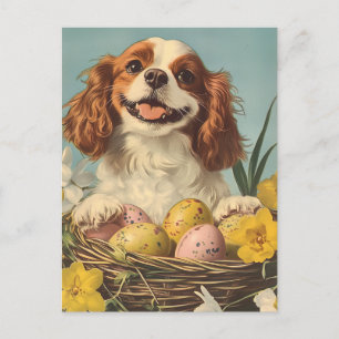 Cavalier King Charles Spaniel Vintage Easter Postcard