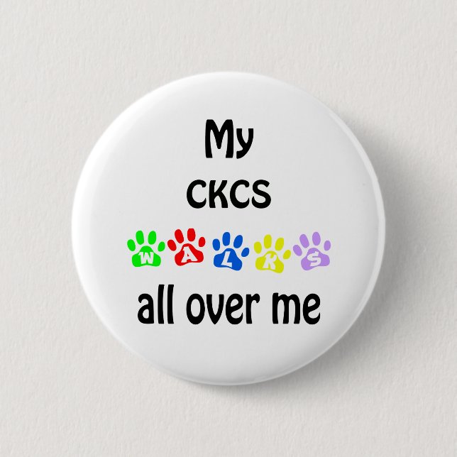 Cavalier King Charles Spaniel Walks Design 2 Inch Round Button (Front)