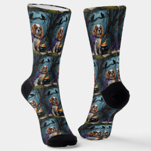 Cavalier King Charles Spaniel Whimsical Halloween  Socks