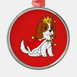 Cavalier King Charles Spaniel with Crown and Robe Metal Ornament