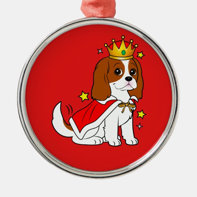 Cavalier King Charles Spaniel  with Crown and Robe Metal Ornament (Front)