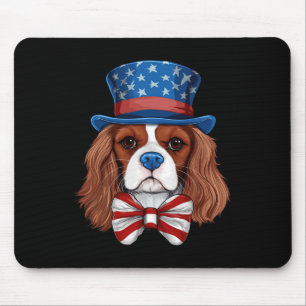 Cavalier King Charles Spaniel With Usa Flag Indepe Mouse Pad