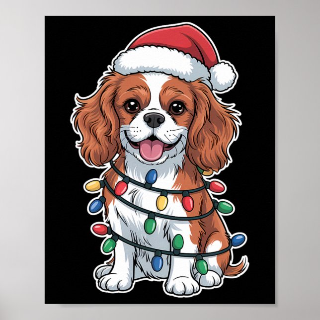 Cavalier King Charles Spaniel Wrapped In Christmas Poster (Front)