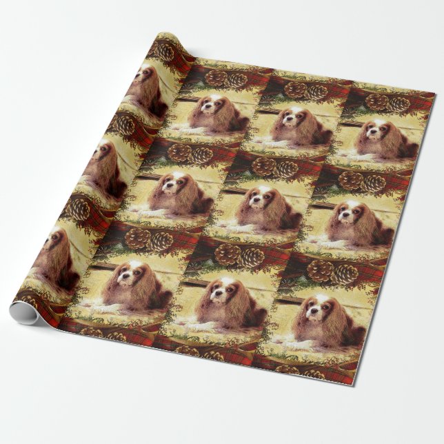 Cavalier King Charles Spaniel Wrapping Paper (Unrolled)