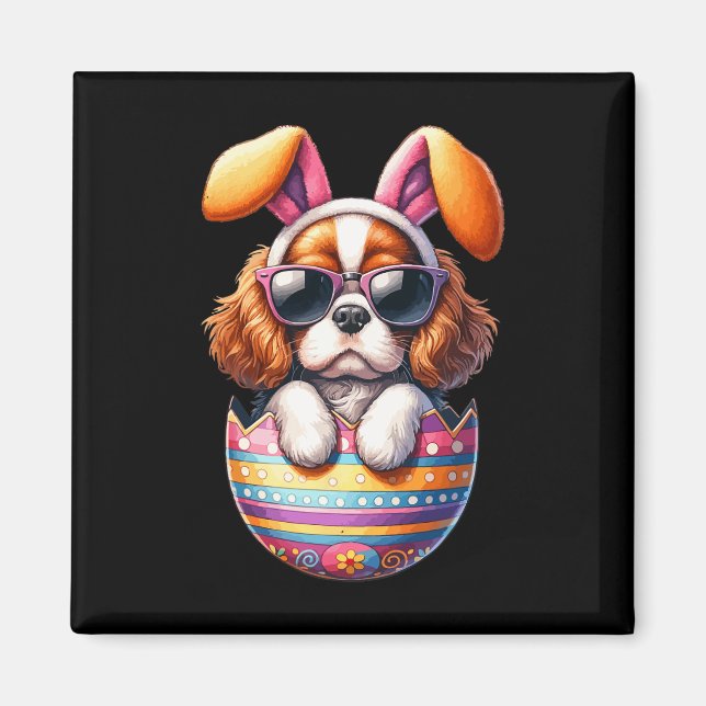 Cavalier King Charles Spaniels Dog Lover Easter Eg Magnet (Front)