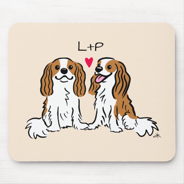 Cavalier King Charles Spaniels Dogs with Your Text Mouse Pad (Front)