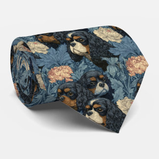 Cavalier King Charles Spaniels in Vintage Garden Tie
