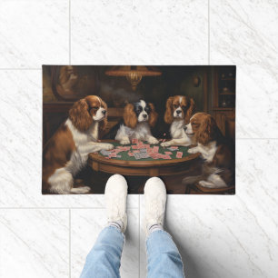 Cavalier King Charles Spaniels Playing Poker Art Doormat