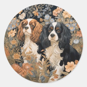 Cavalier King Charles Spaniels Tapestry Style Classic Round Sticker