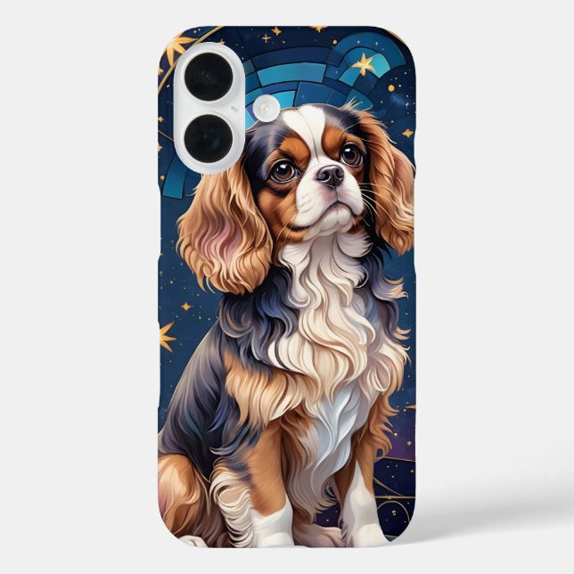 Cavalier King Charles Stained Glass Night Sky Star Case-Mate iPhone Case (Back)