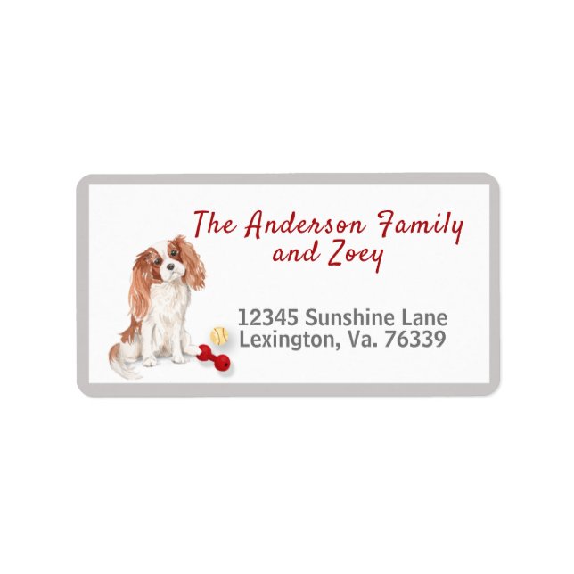 Cavalier King Charles Toys Home Return Address  Label (Front)