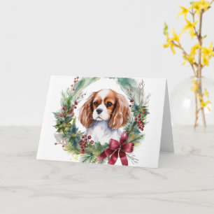 Cavalier King Christmas Wreath Festive Pup Card