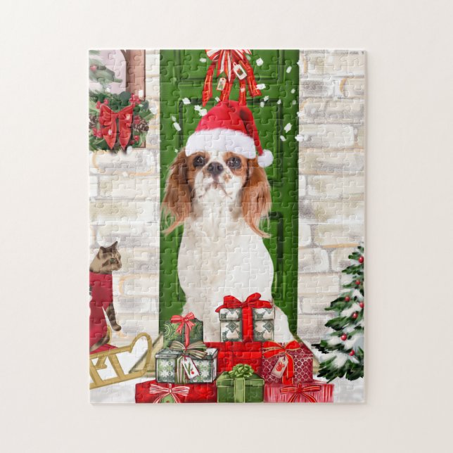 Cavalier King Dog Christmas   Jigsaw Puzzle (Vertical)