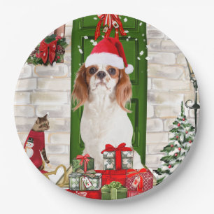 Cavalier King Dog Christmas   Paper Plate