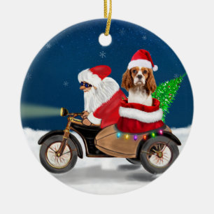 Cavalier King Dog Christmas Santa Claus Ceramic Ornament
