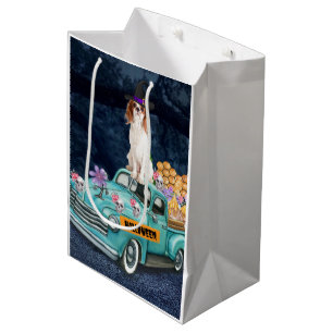 Cavalier King Dog Halloween Truck Scary Night Medium Gift Bag