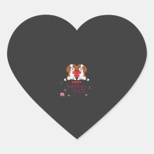 Cavalier King Dog Happy Valentines Day Floral Heart Sticker