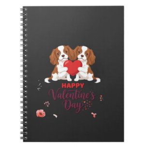 Cavalier King Dog Happy Valentines Day Floral Notebook