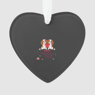 Cavalier King Dog Happy Valentines Day Floral Ornament
