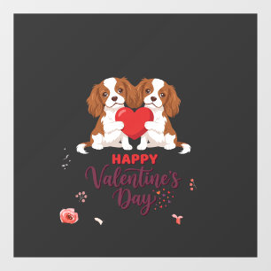 Cavalier King Dog Happy Valentines Day Floral Window Cling