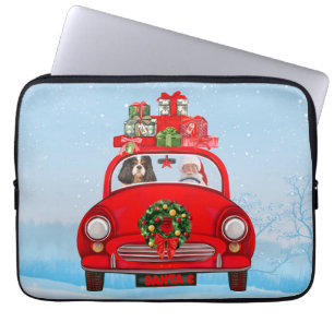Cavalier King Dog In Car With Santa Claus Laptop Sleeve