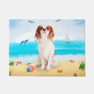 Cavalier King Dog on Beach Doormat