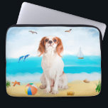 Cavalier King Dog on Beach Laptop Sleeve<br><div class="desc">Cute dog sitting on beach is a perfect gift idea for someone who love this dog breed.</div>
