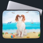Cavalier King Dog on Beach Laptop Sleeve<br><div class="desc">Cute dog sitting on beach is a perfect gift idea for someone who love this dog breed.</div>