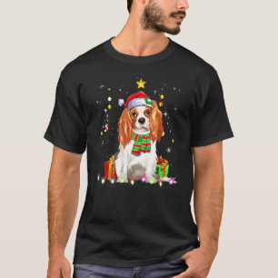 Cavalier King Dog Santa Christmas Tree Lights Xmas T-Shirt